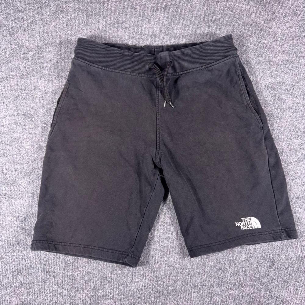 The North Face Mens Distressed Sweat Shorts Black Cotton Drawstring Logo Large